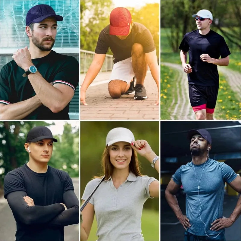 GADIEMKENSD Quick Dry Stretch Running Hat Adjustable Breathable Baseball Cap with Soft Brim Casual Sun Protection Hat