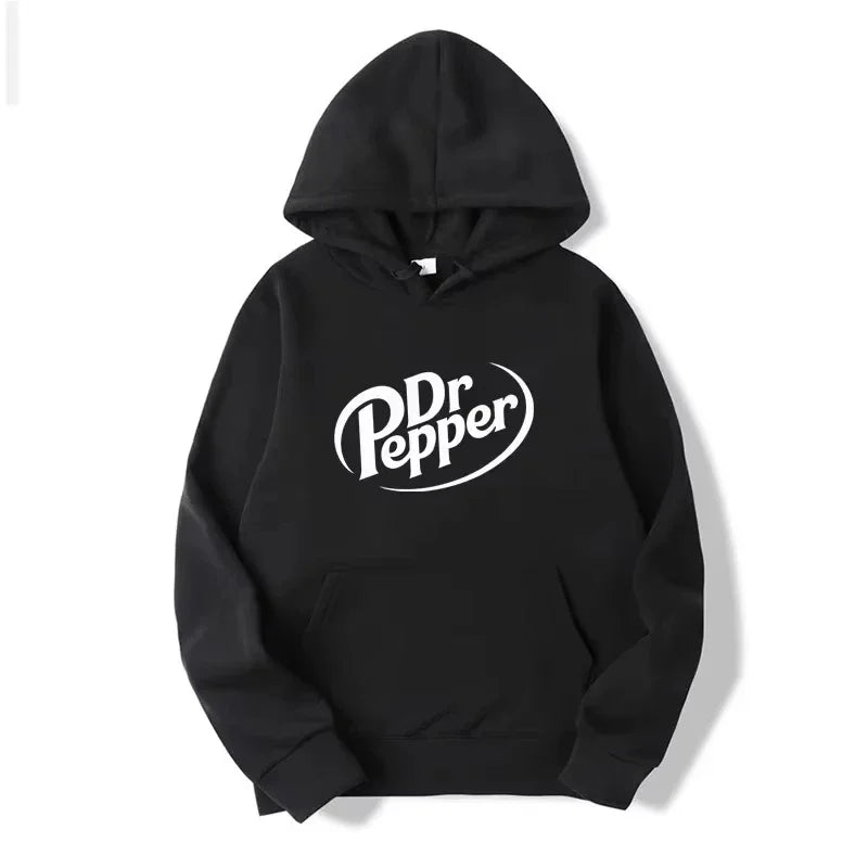 2026 Autumn Warm Dr Pepper Letter Printed Hoodies Street Men Fashion Fleece Sweatshirts Casual Unisex Pullover Tops Fashion Tre