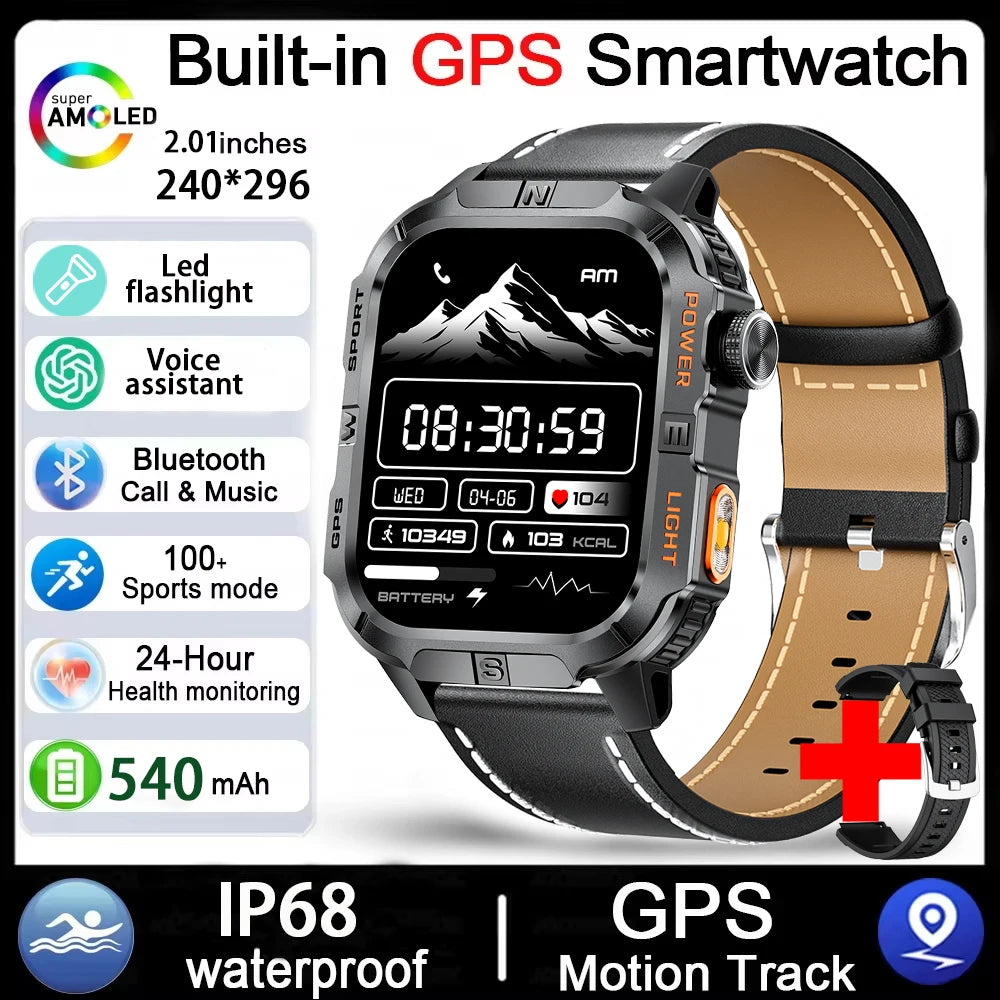2026 Outdoor New 540mAh Battery T-Rex 3 Military Grade Smart Watch Men IP69K Waterproof GPS HD Bluetooth Call 100+Sports Watch