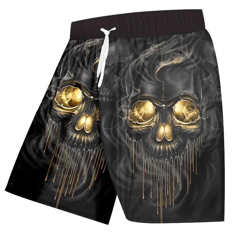 Men's swimming trunks 3D skull print beach shorts quick-drying outdoor leisure sports shorts swimwear fashion men's shorts