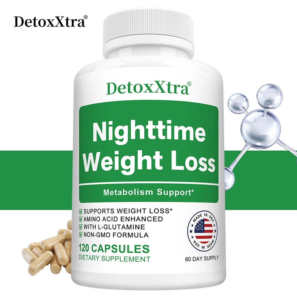 Nighttime Fat Burner Capsules, Muscle Recovery, Appetite Suppressant, Metabolism Booster, Relaxation & Restful Sleep Support