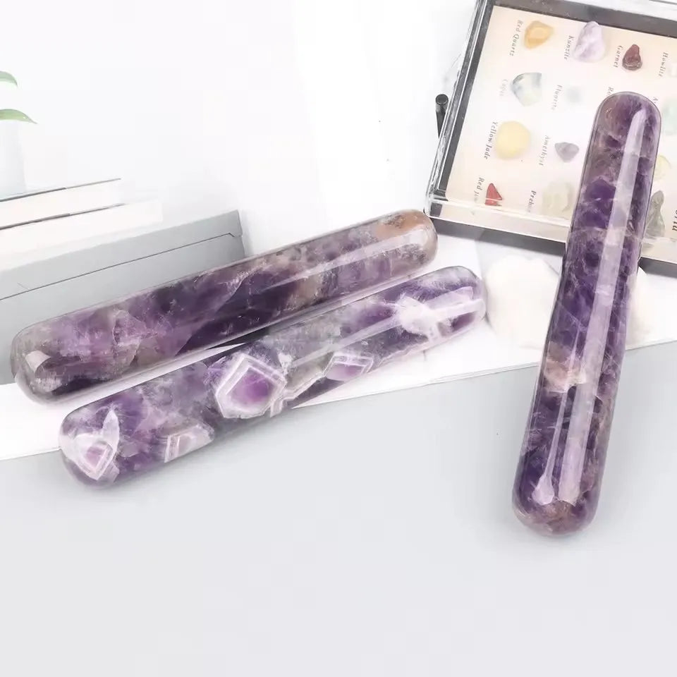 Natural Amethyst Massage Stick Jade Yoni Wand Face Body Eye Crystal Stone Massager Health Skin Care Gua Sha Lifting Yoni Tool