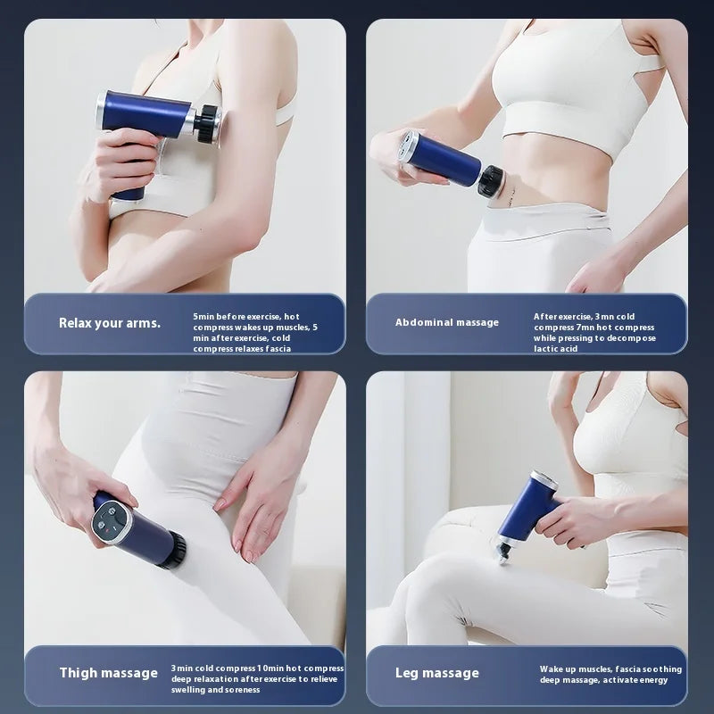One Click Switching Speed, Cold Speed, Hot Fascia Gun, Ice and Heat Dual-Use, 9 Massage Heads, 9 Levels of Force Adjustment
