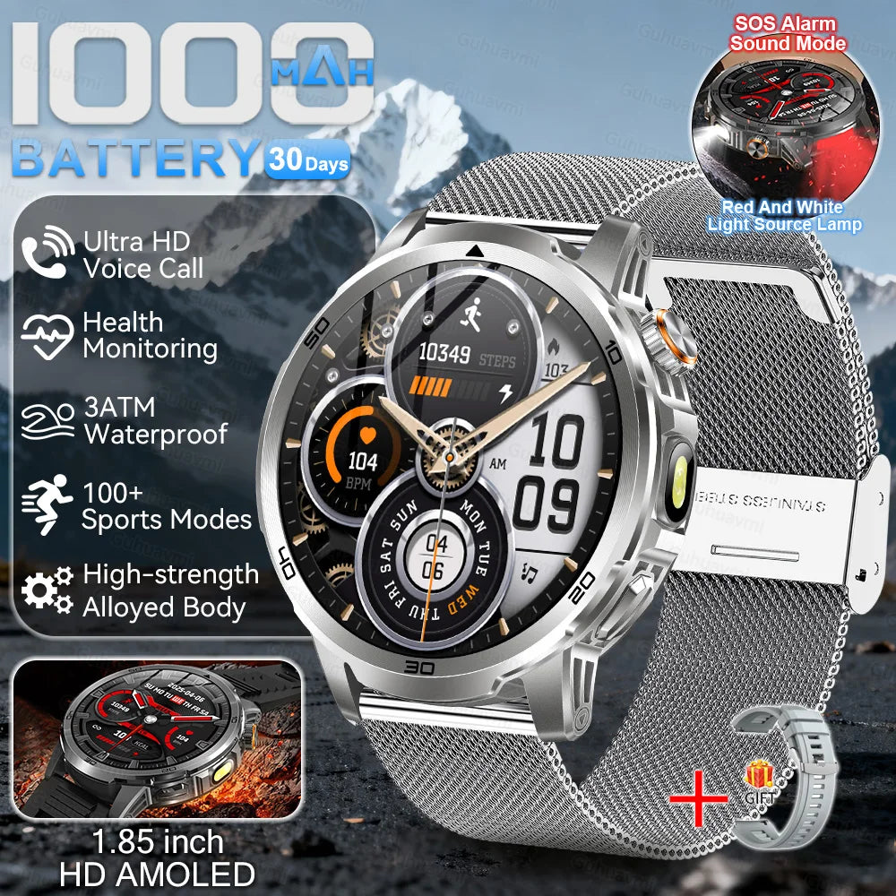 2026 Military T-Rex 3 Smart Watch Fitness Clock Men 466*466 AMOLED Screen 1000mAh Battery Flashlight Call Waterproof Smartwatchs