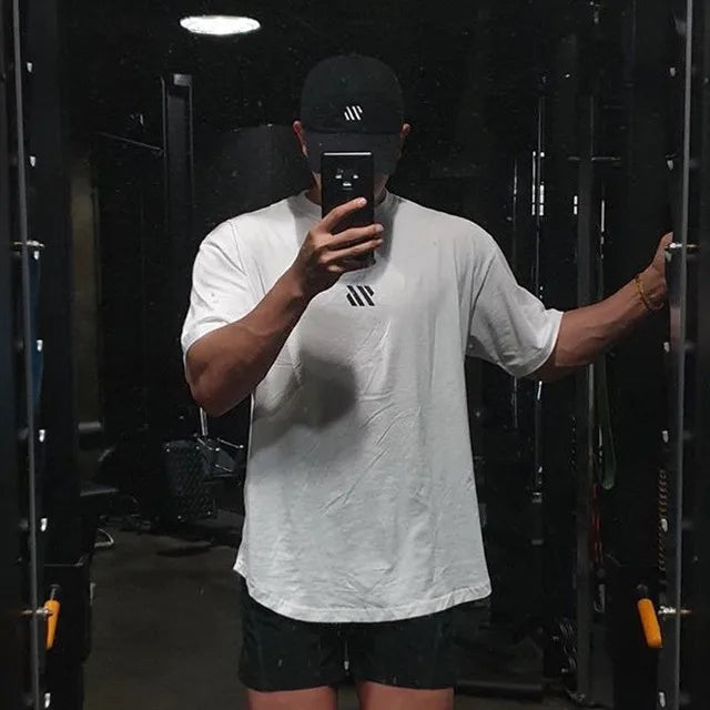 Men Short sleeve Cotton T-shirt men Sports t shirt Fitness Bodybuilding loose Running t shirt Male Training Brand men Clothing