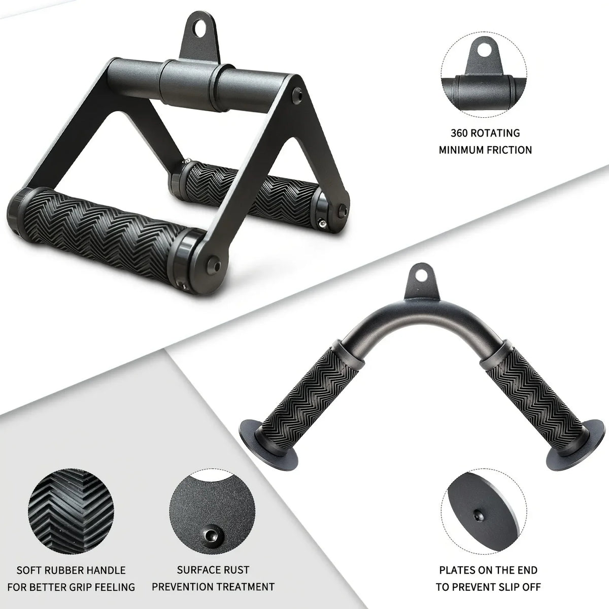 Cable Machine Attachment, Row Double D Handles, Tricep Rope, Straight Tricep Bar, V Bar, LAT Pulldown Gym Accessories