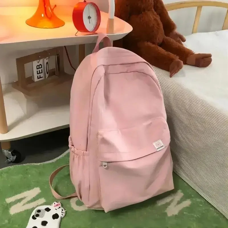 New Waterproof Nylon Women Backpack Female Travel Bag Backpacks Schoolbag for Teenage Girls Solid Color Bookbag