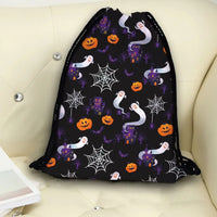 Practical Creative Drawstring Bag Portable Cartoon Pumpkin Halloween Backpacks Polyester Foldable Sports Gym Sack Travel Storage