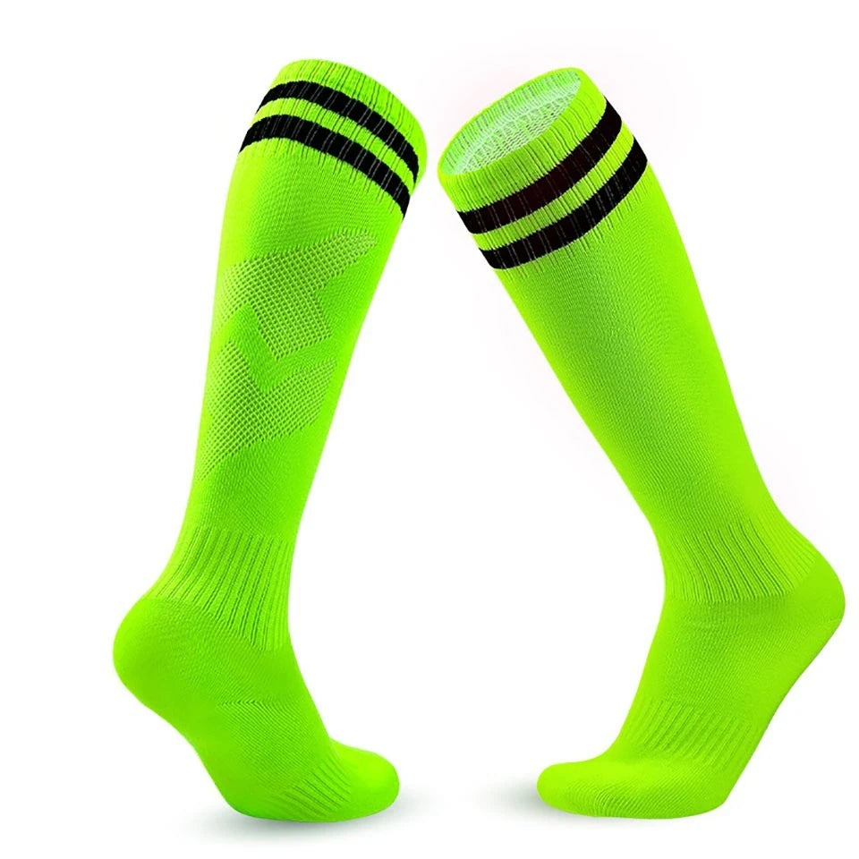 Loogdeel 1 Pair Soccer Socks Stretchy Compression Knee High Tube Socks Football Athletic Socks for Men Women Teens Kids