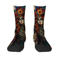 Fun and Retro Sugar Skull Print Men's Socks Quirky and Hip-hop Harajuku Outdoor Sports Socks Skin-friendly Breathable Soft Socks