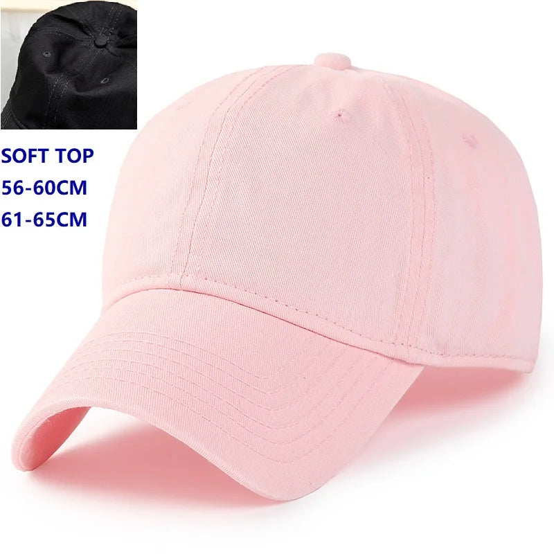 Men Women Oversize XXL 100% Cotton Baseball Cap, Large Hat for Big Heads 56-63cm (23.5'-25.5'), Adjustable Plain Dad Cap