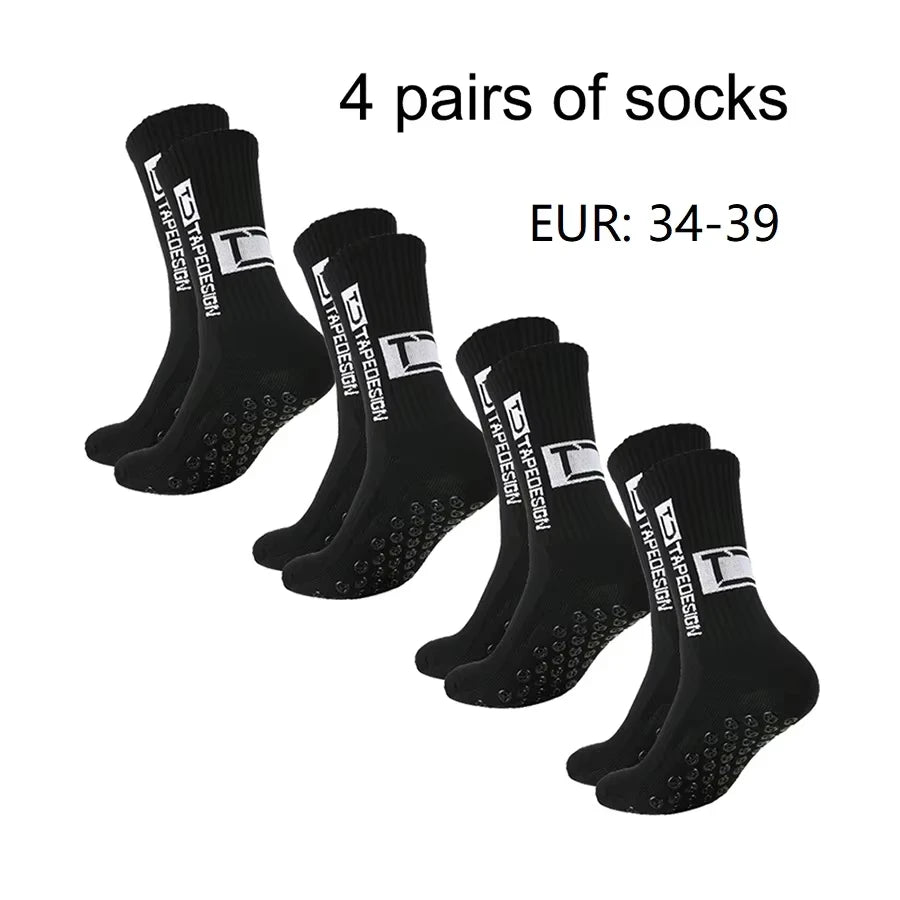 4 Pairs of New TC Mid Tube Glued Football Socks for Sports Training and Competition, Non Slip and Breathable Socks