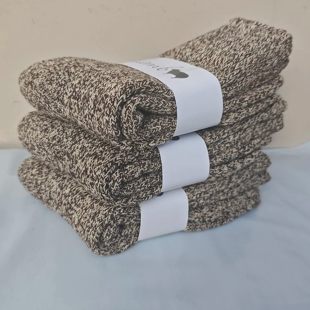 3/5 Pair Winter Men's Merino Wool Socks Super Thick Warm High Quality Harajuku Retro Snow Casual Antifreeze Cashmere Socks Men