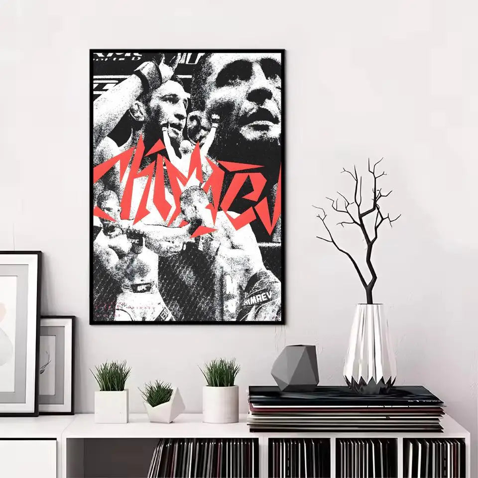 Khamzat Chimaev Painting Calligraphy Canvas Poster: Crease Free Waterproof Durable All Space Wall Decor