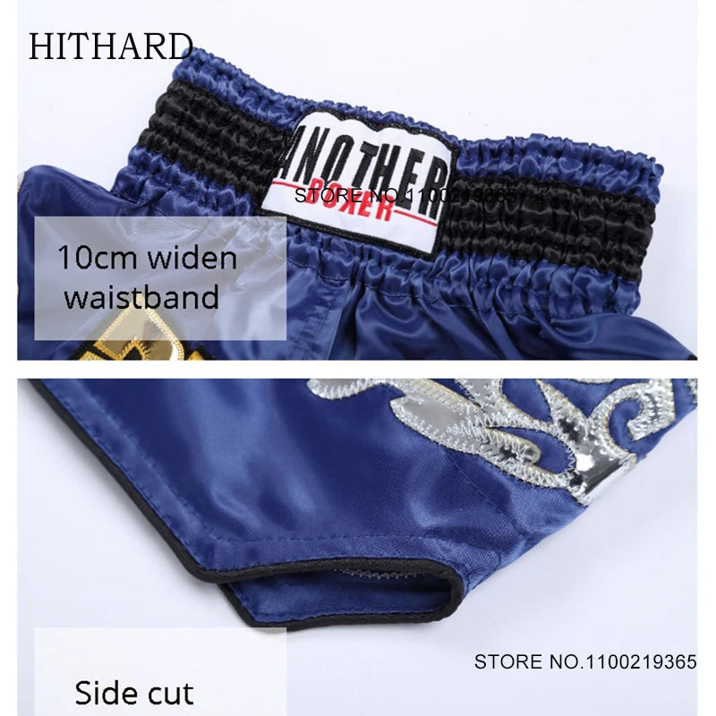 Tiger Muay Thai Shorts Satin Kick Boxing Shorts Mens Women Kids Gym Martial Arts MMA Training Clothes BJJ Fight Kickboxing Pants