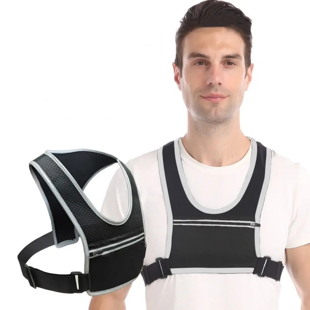 Jogging Hiking Running Chest Bags Zipper Pocket Adjustable Strap Reflective Running Vest Key Pocket Phone Holder
