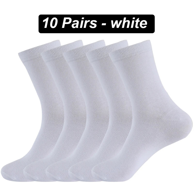 10Pairs Men's Pure Cotton Socks Autumn winter Black White Business Casual Men's and Women's High Quality Plus Size EU42-48