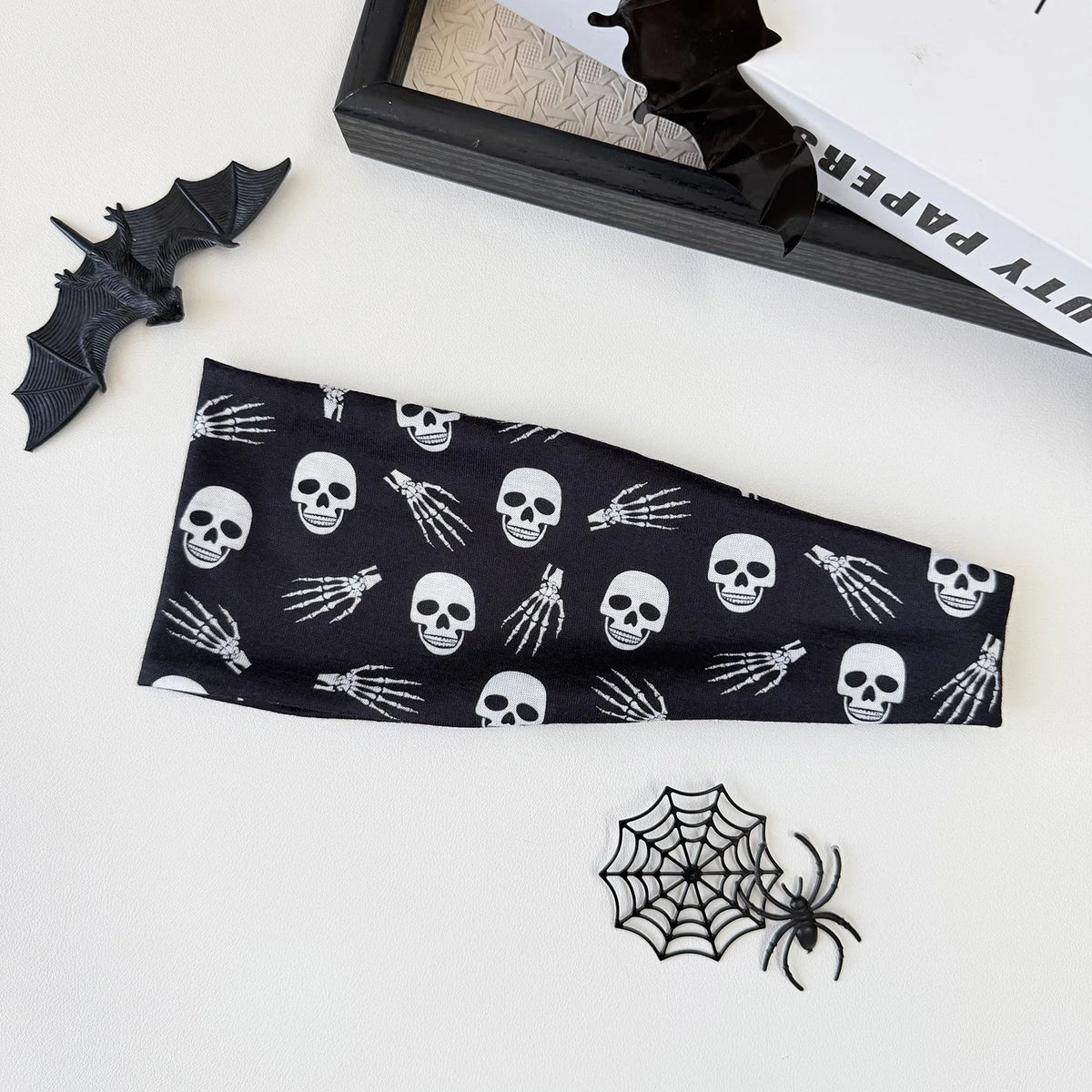 Halloween Headband  Stretchy Wide Sports Hairband Skull Pumpkin Bat Print Head Wrap Halloween Party Cosplay Hair Accessories