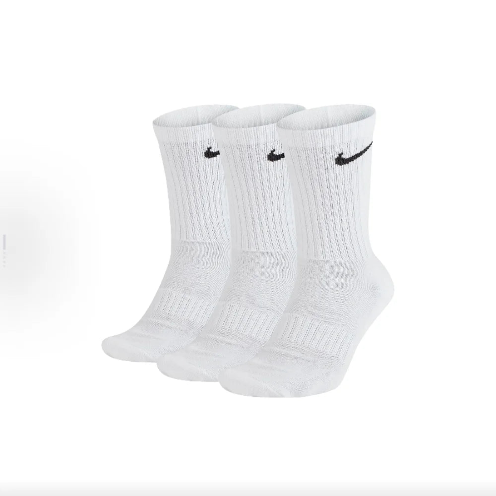 Nike Everyday Cushion Crew Logo Running Crew Socks Unisex Combo Pack White SX7664-100