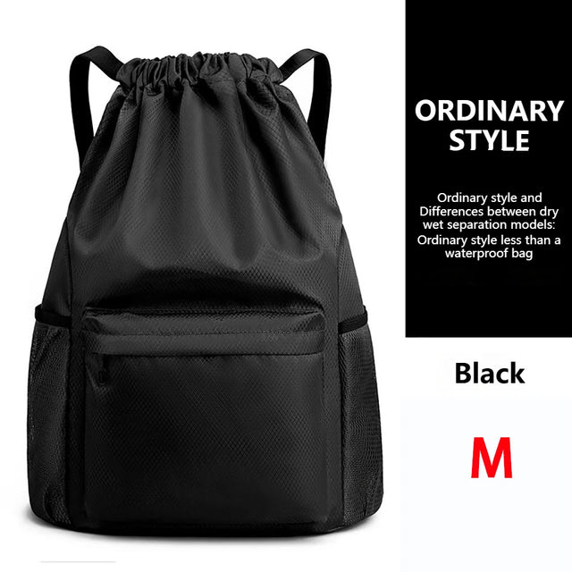 Loogdeel Portable Gym Football Drawstring Bag Quick Drying Large Capacity Oxford Cloth Backpack Solid Color Adjustable Straps