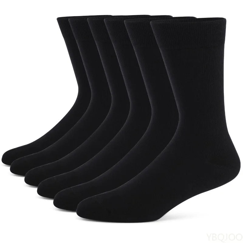 4 pairs Men's long tube business style plus size striped Fashionable versatile black long tube socks