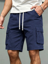 2026 Men's loose linen straight-leg pants, casual multi-pocket work shorts, high-end men's shorts, drawstring daily work shorts