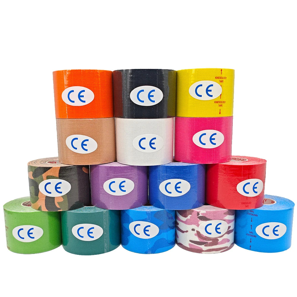 2.5-10cm Sports Kinesio Tape Muscle Kinesiology Elastic Knee Pain Relief Strain Patch Athletic Recovery Stickers Fitness Bandage