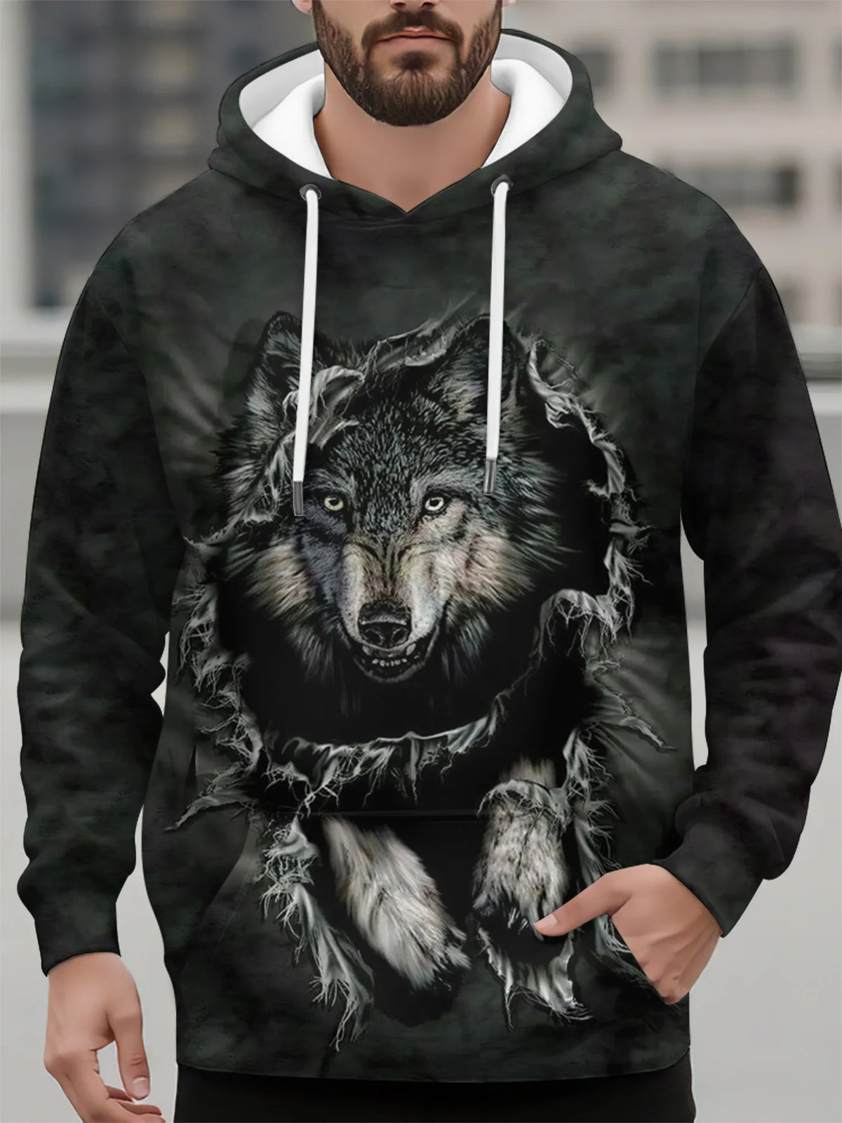 Animal Wolf 3D Print Hoodies Men's Women Casual Autumn Hooded Sweatshirts Pullover Oversized Harajuku Y2k Coat Unisex Clothing