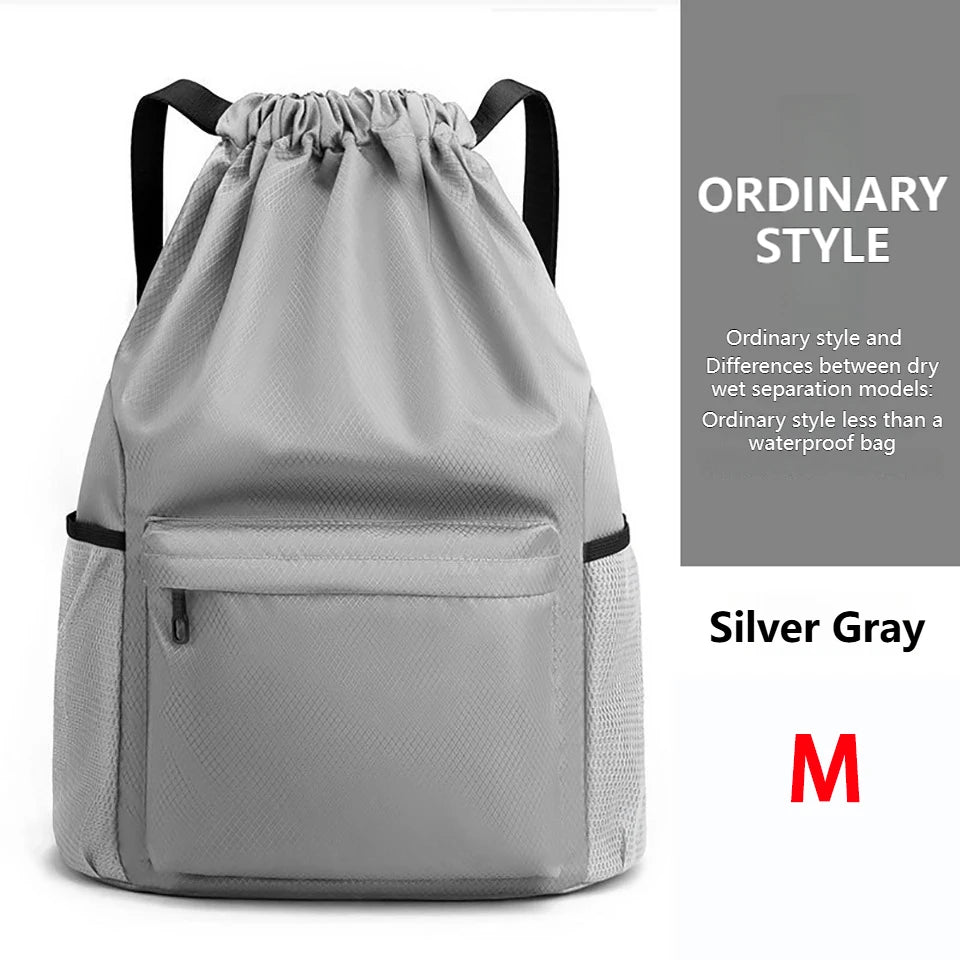 Loogdeel Portable Gym Football Drawstring Bag Quick Drying Large Capacity Oxford Cloth Backpack Solid Color Adjustable Straps