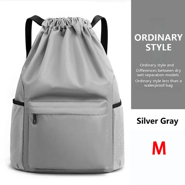 Loogdeel Portable Gym Football Drawstring Bag Quick Drying Large Capacity Oxford Cloth Backpack Solid Color Adjustable Straps