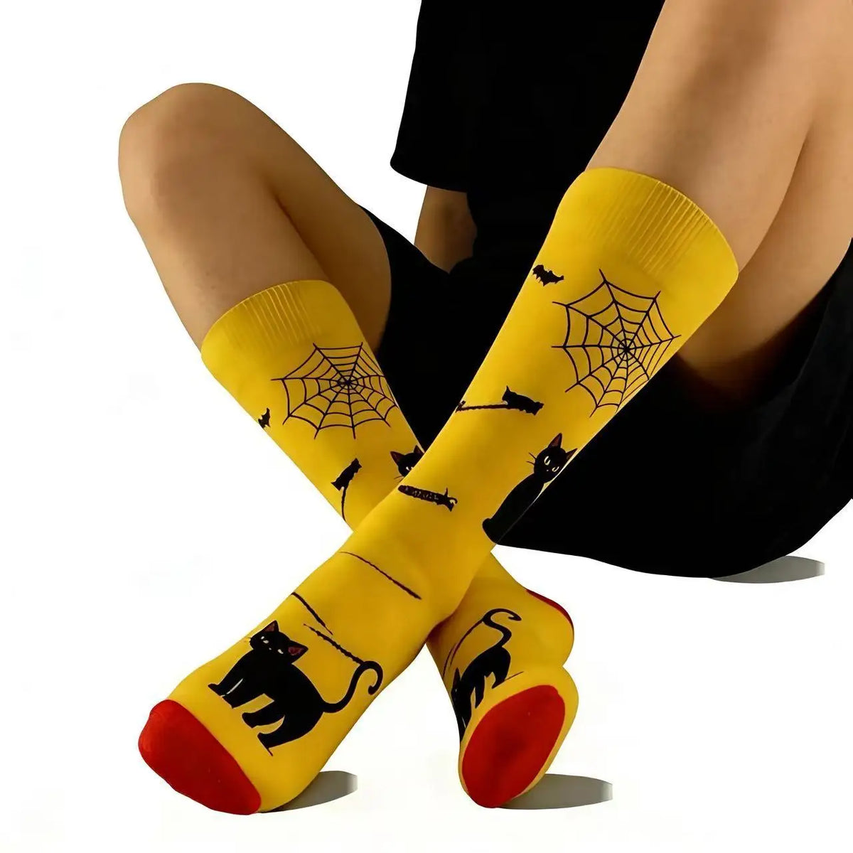 1 Pair of Personality Bat Mid Tube Men's Socks Skull Women's Socks Spider Tide Socks Bloody Hand Halloween Women's Socks