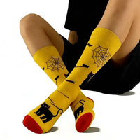 1 Pair of Personality Bat Mid Tube Men's Socks Skull Women's Socks Spider Tide Socks Bloody Hand Halloween Women's Socks