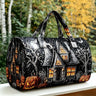 Halloween Quilted Luggage Bag Ghost Castle Weekend Bag Large Capacity Autumn Travel Gym Women's Overnight Short Trip Tote Bag