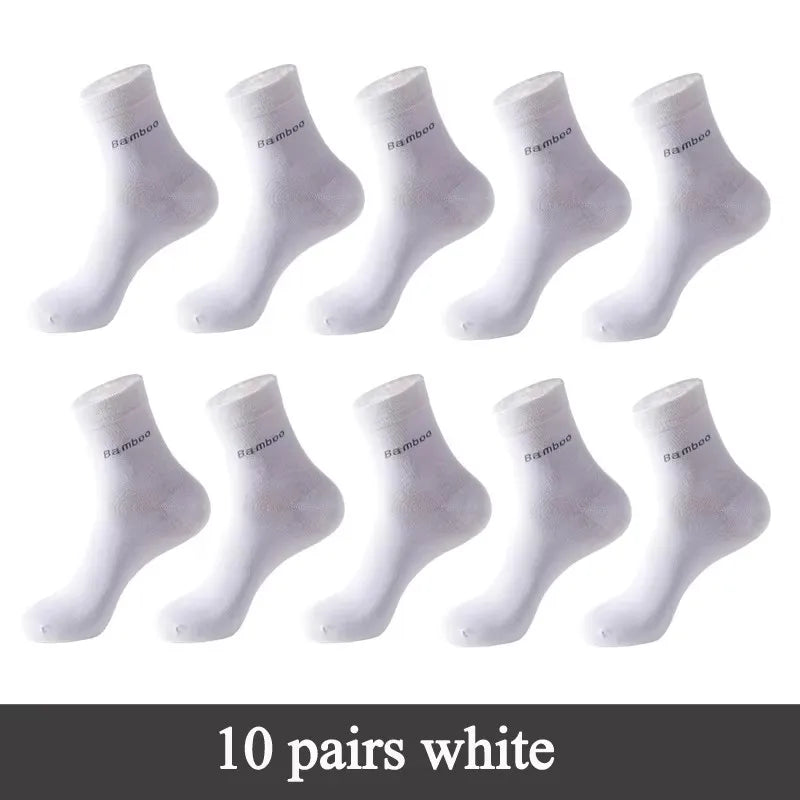 10 Pairs /Lot Bamboo Fiber Socks Men Casual Business Anti-Bacterial Breatheable Men's Crew Socks High Quality Guarantee Socks