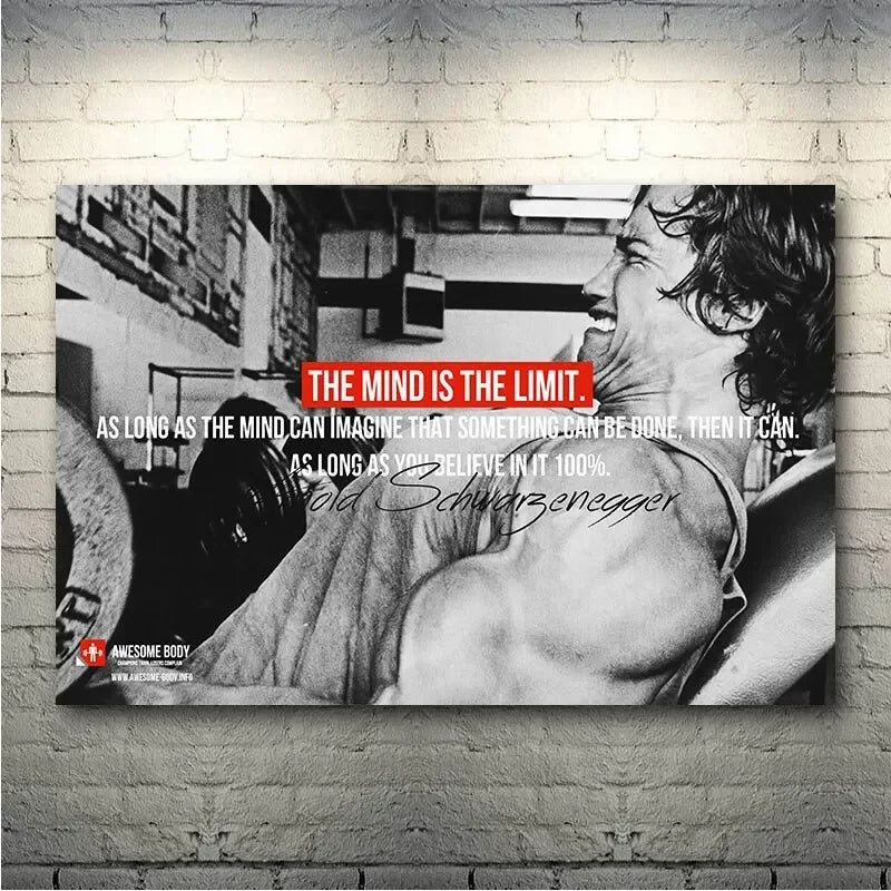 Arnold Schwarzenegger Bodybuilding Motivational Quote Canvas Painting Poster for Home Decor living room wall art for bed room