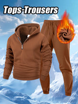 Unisex 2 Piece Set Fitness Running Casual Sport Set Comfortable Casual Sport Solid Color Suit Hooded Pullover Sweatshirt Trouser