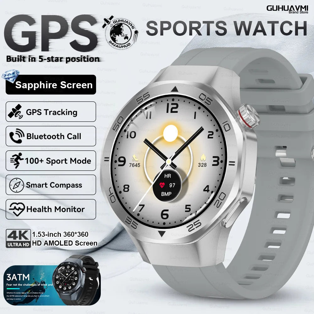 New Watch 6 Pro SmartWatch Built-in GPS Bluetooth Call Heart Rate 3ATM Waterproof  1.53