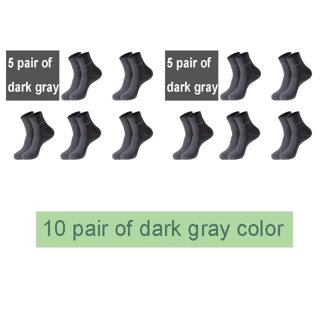 10 Pairs /Lot Bamboo Fiber Socks Men Casual Business Anti-Bacterial Breatheable Men's Crew Socks High Quality Guarantee Socks
