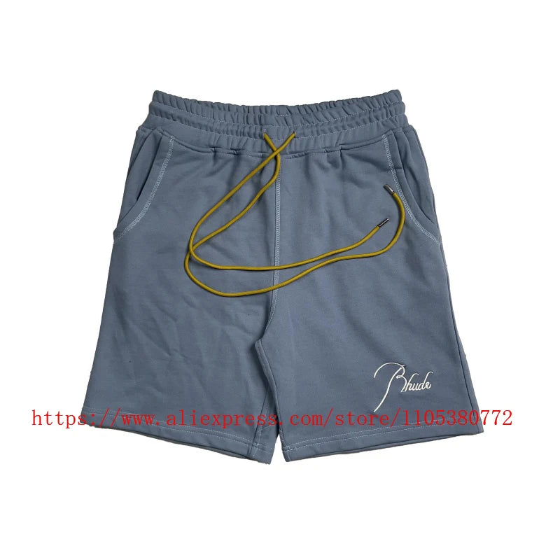 2026 Latest Style Men's Rhude Print Casual Shorts Loose Fit Nylon Drawstring High Quality Beach Sports Shorts Quick Delivery