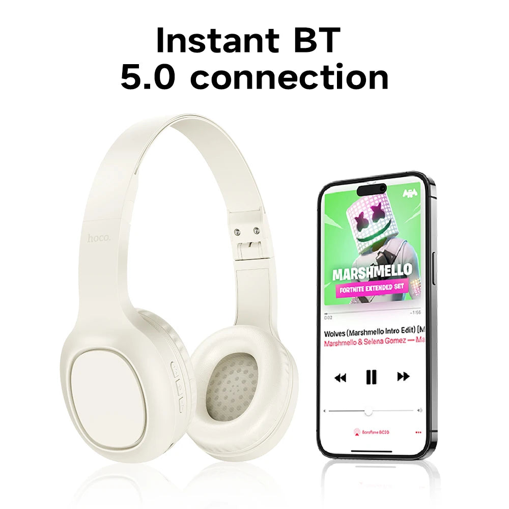 HOCO W46 Wireless Bluetooth Headphone 40MM Speakers Music Earphone For Sports Gaming Foldable Design Portable Over-ear Headset