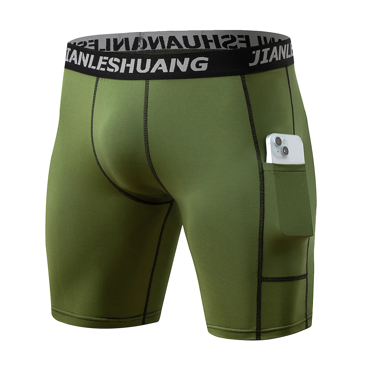 5-piece Set Of Men's Four Season Solid Color Line Underwear Comfortable Elastic Waist Sports Cycling Pants Outer Pocket Shorts