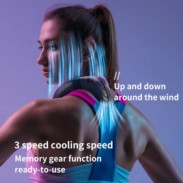 720 Degree Cooling Neck Hanging Fan Rechargeable Semiconductor Cooling Bladeless Mute Fan Portable Wearable Summer Air Cooler