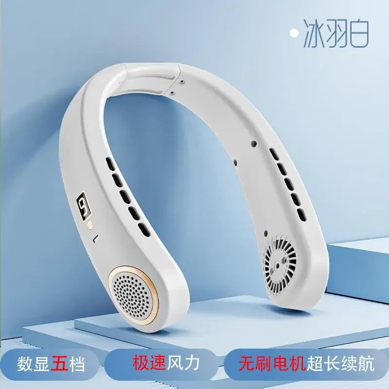Lenovo Portable Neck Hanging Fan Rechargeable Neck Cooler with Strong Wind for Sports Office & Outdoor Activities 2026 New