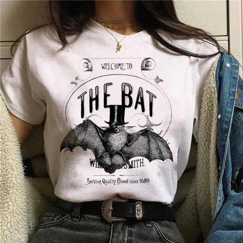 T-shirts Short Sleeve Harajuku Graphic Top Shirts Street Costume Women Cartoon Witch Magic Tshirt Halloween Print