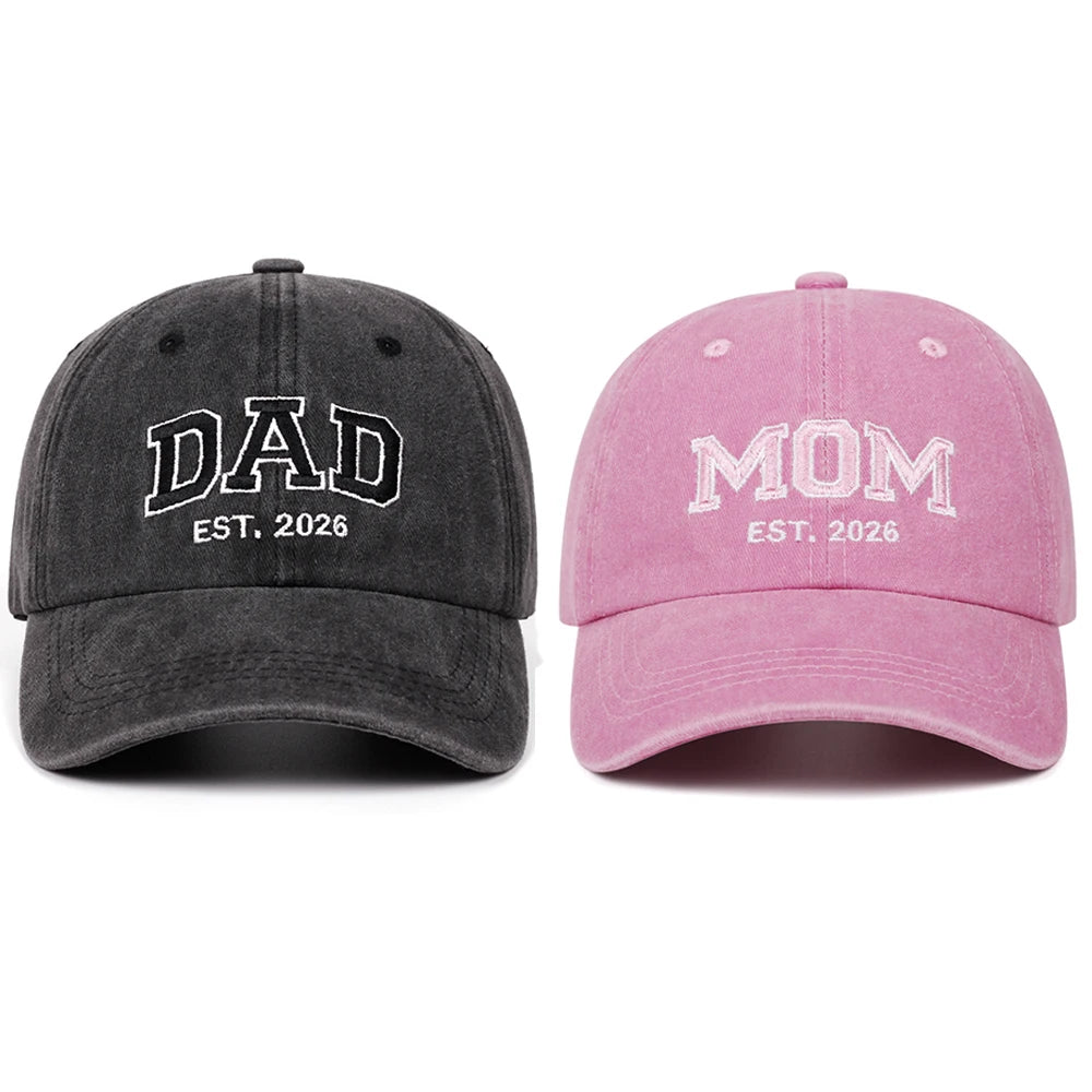 mom dad 2026 vintage wash letter embroidery  baseball cap women men outdoor sports event casual duck cap