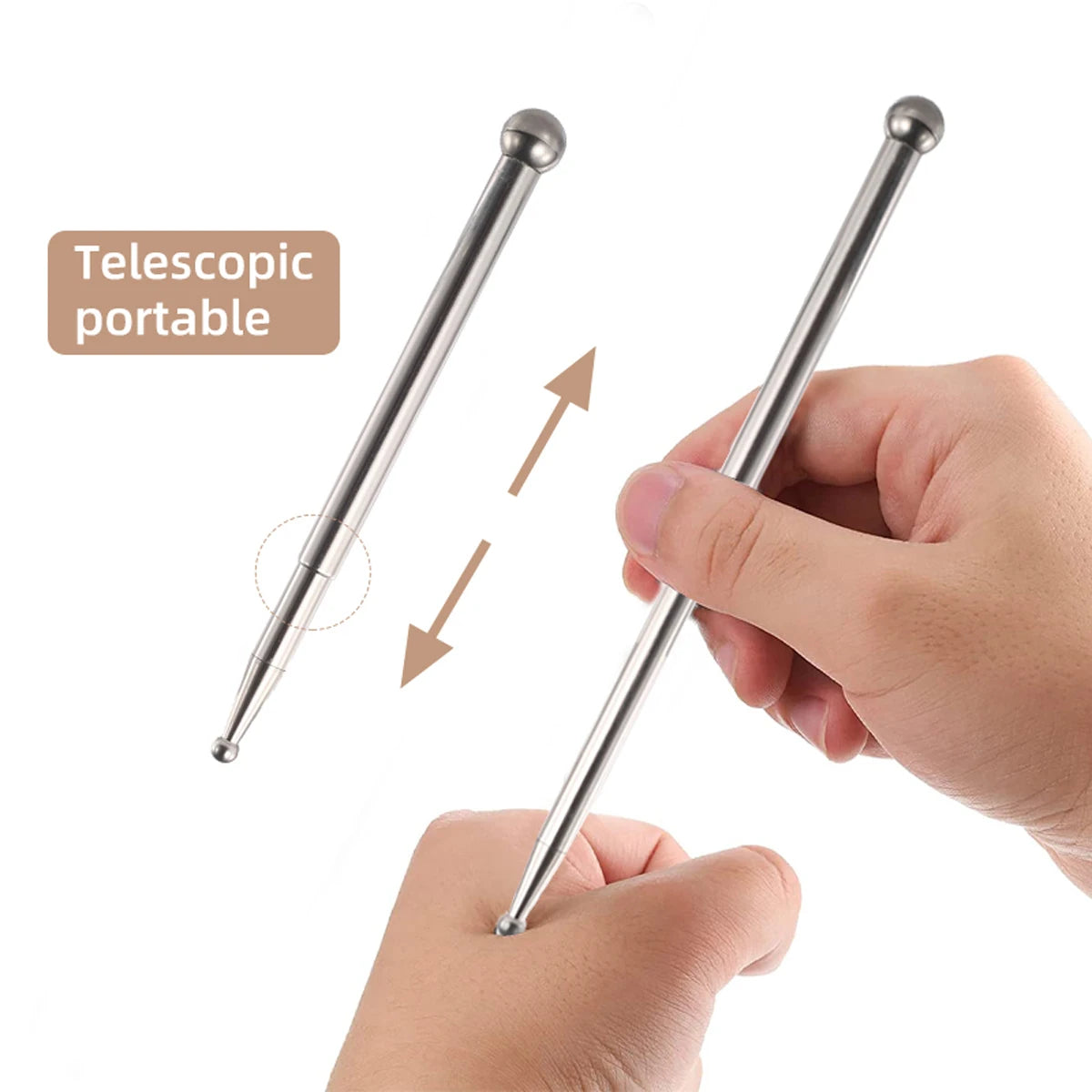 1pc Stretchable Massage Stick - Stainless Steel Acupuncture Rod - Facial Acupoint Pointing and Stiffening Massage Tool