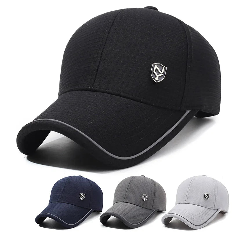 Summer Men's Black Breathable Cap Versatile Korean Version Versatile Men's Baseball Outdoor Recreational Fishing Sun Hat 56-60cm