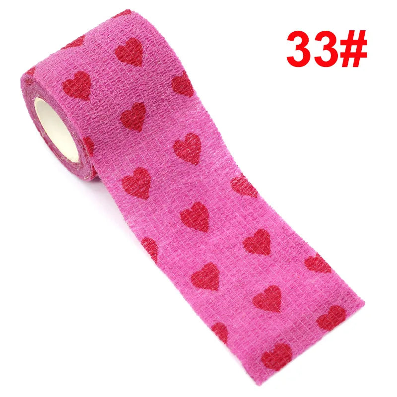1 Pcs Printed Therapy Elastic Bandage Bands 4.8m Sports Colorful Self Adhesive Wrap Tape for Finger Joint Knee Animal Pet