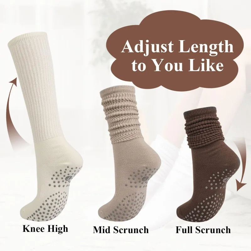 1 Pair Female Pilates Indoor Anti Slip Silicone Floor Socks Breathable Double Bar Middle Socks Fitness Dance Exercise Yoga Socks