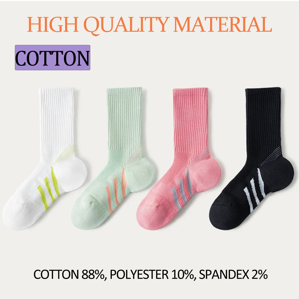 1/2Pairs Professional Arch Support Thick Cushioned Mid-Calf Socks (Badminton/Tennis/Fitness) Shock Absorbing Performance Socks